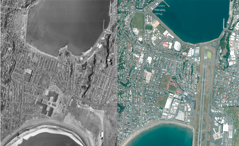 Aerial imagery has long been an important tool for understanding the features of an area. LINZ has worked with local government to  improve access to images like these, which show the Wellington suburb of Rongotai and the city’s airport in both 1943 and 2012.