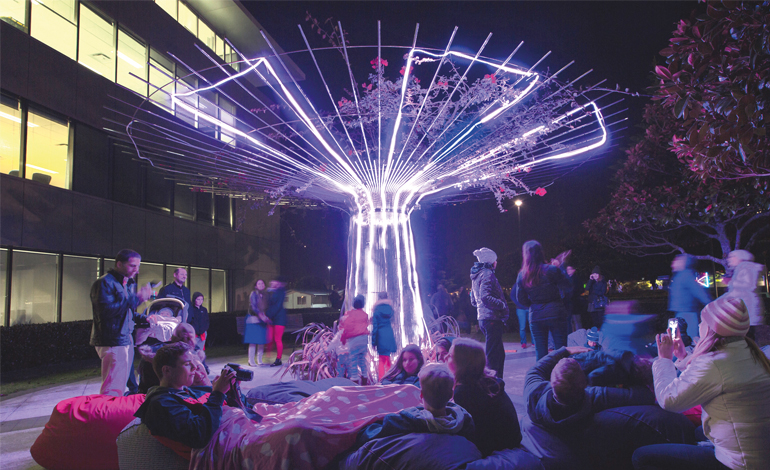 Enjoying the light installations as part of Stellar at Auckland's Smales Farm - Local Government Magazine February 2017